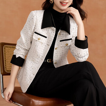 Ke beier temperament socialite small fragrant style tweed jacket women 2025 new autumn fashion little contrast color top m