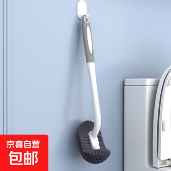 Toilet brush bathroom no dead angle cleaning squatting pan brush wall-mounted soft-bristled long-handled squatting pan toilet brush gray
