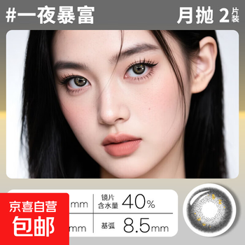 2 pieces of monthly disposable contact lenses, large diameter 14.5, affordable color contact lenses for daily students, get rich overnight 14.5mm 0 degree