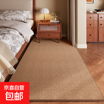 Imitation sisal bedside blanket 2025 new stain-resistant machine washable antique style living room and bedroom floor mat imitation cat claw board can be cut camel large grain pineapple pattern 100*160cm