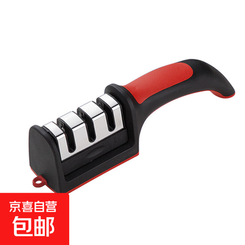 Manual quick knife sharpener portable three-stage sharpening stone household kitchen knife sharpening scissors artifact three-stage knife sharpener curved handle