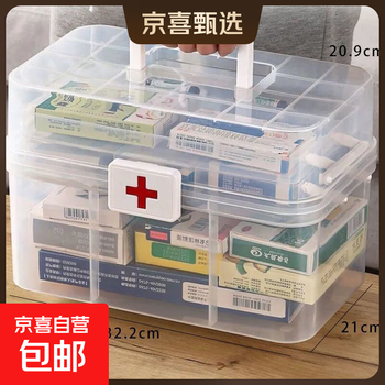 Jingdong logistics medical box home version medicine storage box home medicine box multifunctional sundries storage box medicine box (large) transparent