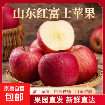 Red fuji apple fruit fresh season rock candy xinping fruit chouping fruit crisp sweet whole box free shipping apple 1 pack (fruit diameter approximately 75-80mm)