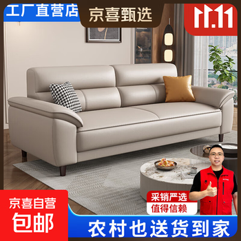 Jingxi selection nordic leather art sofa living room three-seater two-seater combination size modern and simple upgraded latex style - warm gray comes with two throw pillows length 160cm* width 85cm* height 80cm