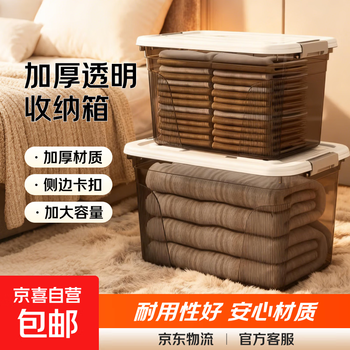 Jd logistics thickened transparent storage box plastic large capacity car home clothes toy storage box extra large length 44 width 31.5 height 25cm