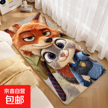 American zootopia encrypted bedside blanket hd three-dimensional tufting effect comfortable bedroom carpet sofa floor mat zootopia judy nick selfie 60cm*140cm