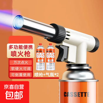 Fire-breathing gas tank, fire-breathing gun, igniter, kitchen meat-burning flamethrower, carbon point artifact, household singeing device, card-type fire-breathing gun + 2 bottles of gas