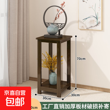 Solid wood small balcony bracket flower pot ornaments storage flower shelf potted plants indoor floor-standing living room display new chinese style high quality pure bamboo double layer medium size 70 high & ready for delivery
