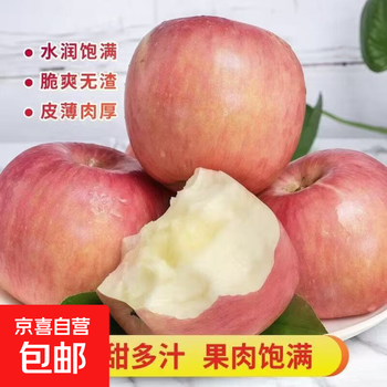Authentic red fuji in film bag from shandong. local apples are crisp, sweet, delicious and juicy. seasonal new fruits are fresh, juicy and juicy. diameter of film bag fuji is 70mm-80mm. net weight is 4.5kg. carefully selected model.