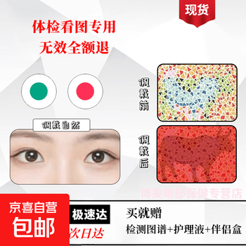 Contact lenses for color weakness, special lenses for red-green blindness, picture recognition, colorless and transparent, red and green combination pair, care solution + glasses case + atlas