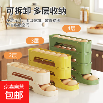 Rolling slide-type egg storage box, food-grade refrigerator, special storage box for side-door egg boxes, organizing tool. rolling slide-type egg storage box, 2 layers