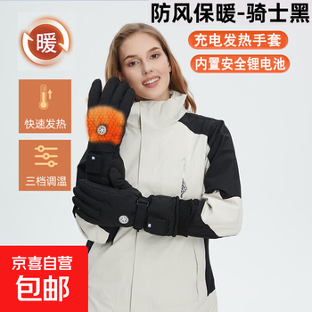 New electric vehicle thickened velvet riding gloves electric heating usb charging temperature regulating warm outdoor ski gloves knight black