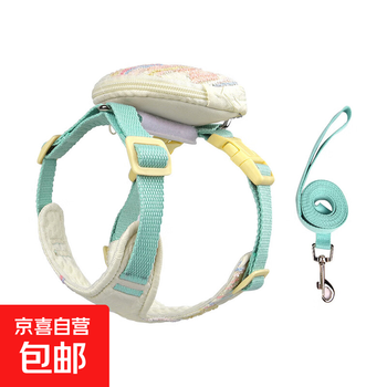 Pet leash puppy school bag seersucker korean dog harness cute outdoor dog walking west highland dog beige three-piece set m