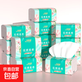 Huayan soft feeling household log paper thickened facial tissue napkin toilet paper huayan soft feeling 5 layers 300 sheets * 12 packs