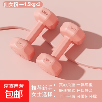 Colorful rubberized dumbbells for home fitness equipment for beginners, small dumbbells for women, one-piece filling, comfortable grip, fairy powder 1.5kg*2