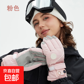 New electric vehicle thickened and velvet cycling gloves, electric heating, usb charging, temperature adjustment and warmth, outdoor ski gloves, fashionable pink