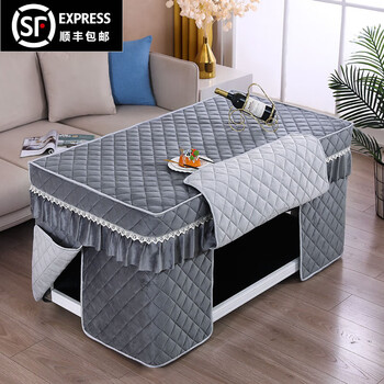 Winina's new velvet coffee table cover, thickened electric stove cover, stove cover, stove cover, table cover, electric heating coffee table cover, high-grade gray-double-sided velvet split model 140*80*height 65+leather cover