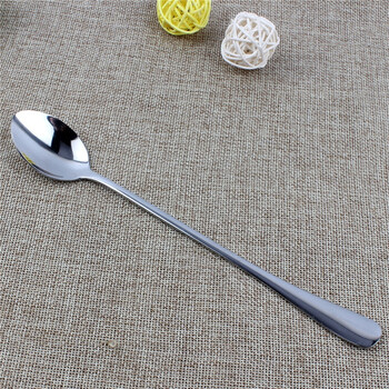 Shengde thickened stainless steel long handle pointed ice spoon children's spoon coffee spoon stirring spoon cow spoon dessert spoon spoon 1010 smooth ice spoon 2 pieces
