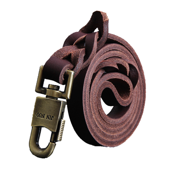 Kampet large dog leash cowhide dog leash small, medium and large dog rope dog leash dog leash upgraded model width 1.8cm material 1.5 meters (finished product is about 1.15 meters