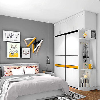 Shangpin home delivery wardrobe customization modern simple sliding door two-door wardrobe wardrobe wooden wardrobe customization whole house furniture customization