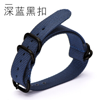 Pog nylon strap thickened canvas strap suitable for omega rolex seiko seamaster citizen 20 men 22 24 24# dark blue-black buckle 20mm