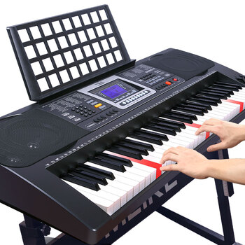 Meirkergr mk-8690 smart version + piano stand, connect app to light up and play instruments, 61-key velocity piano key smart electronic keyboard with piano stand