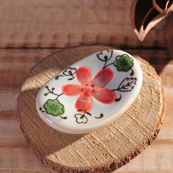 Okohong japanese-style underglaze color tableware ceramic chopstick holder chopstick holder chopstick holder pillow chinese tableware creative chopstick holder 4 big red flowers