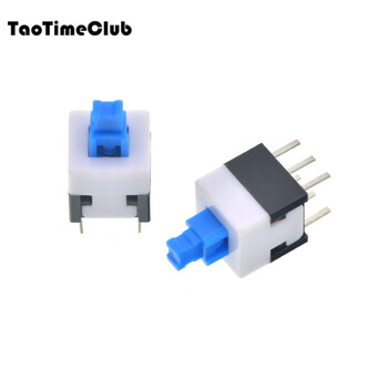 Taotimeclub push button switch 5.8*5.8-8.5*8.5mm self-locking lockless switch 10 pcs 8*8mm self-locking switch double row/6 feet (10 pcs)