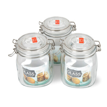 Lock&lock glass jars large capacity snap-on glass preservation jars sealed jars food jars whole grain jars dried fruit jars 3 pack 950ml