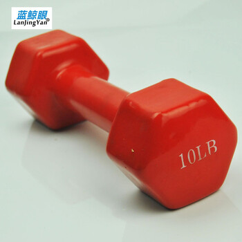 Whale eye hexagonal dumbbell, dipped dumbbell, fitness, yoga, body sculpting, arm training, 10lb 10 pound handbell, 1 pack, random color, please leave a message to customer service if required.