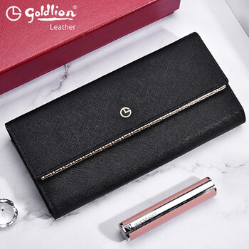 Goldlion wallet women's long clutch women's wallet 2025 new fashion simple 30% off multifunctional women's coin black