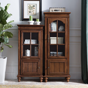 Ogmes american country style all solid wood ash wine cabinet living room small wine cabinet solid wood furniture multifunctional cabinet solid wood storage cabinet tv cabinet side cabinet living room tea cabinet high and low wine cabinet low wine cabinet