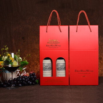 Yiniao red wine carton paper bag red wine box packaging bag handbag wine box corrugated paper bag double universal version double red card 1 (upgraded and thickened by 30%)