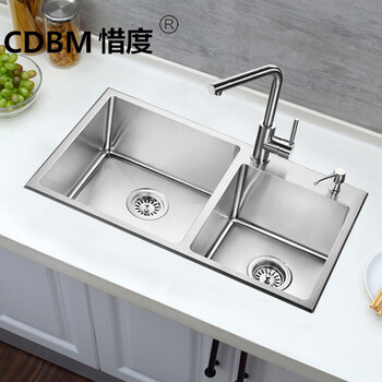 Xidu 304 stainless steel handmade sink set large size double-slot taichung sink kitchen sink s9045 780x430x210mm