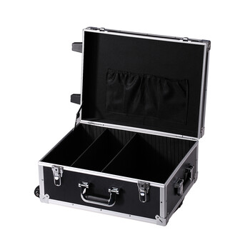 Bory trolley tool box aluminum alloy tool box large photography box camera case trolley instrument display box matt black heavy duty trolley tool box 65*43*31cm