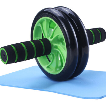 Mentojia abdominal wheel abdominal muscle wheel household silent abdominal machine double-wheel roller abdominal fitness equipment set double wheel green (wheel diameter approximately 16.5cm)