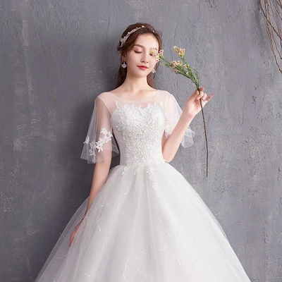 ウェディングドレス21新しい花嫁の結婚式ワンショルダーのウェディングドレス韓国風の