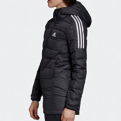 ADI ADIDAS Women's Hooded Short Down Jacket ESS DOWN Down Jacket GH4590  Women's Hooded Down Jacket