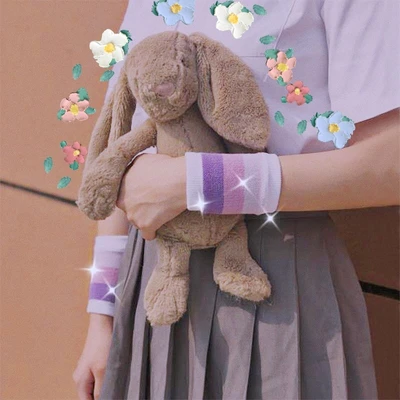 ヤンマオガールズハートリストバンドインタイドスポーツ薄片捻挫手首の捻挫暖かいかわいい女性リストバンド 薄い冬通気性太郎紫 グラデーションアップグレード 8 8cmのペア