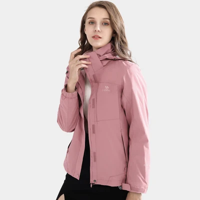 キャメルキャメルアウトドアジャケット男女用防汚 防水スリーインワンツーピース取り外し可能プラスベルベット厚秋冬ジャケットレンコンパウダーメス Aba9w1141 1 L