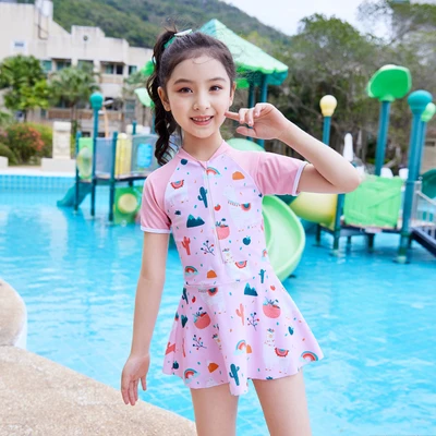 Youyou子供用水着女の子プリンセス水着女の子子供ビッグキッズ赤ちゃん速乾性かわいい水着3046ピンク半袖xl110 1cm
