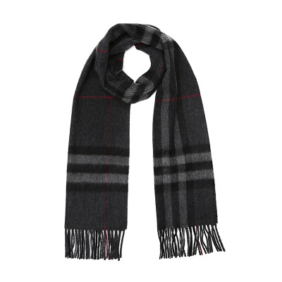 Burberry BURBERRY Unisex Cashmere Long Scarf Charcoal Grey Check 39137311