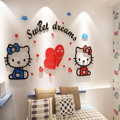 Hello Kitty 3d three-dimensional wall stickers painting cartoon