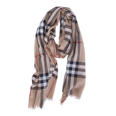 BURBERRY Burberry women s camel plaid blended casual scarf 37432321