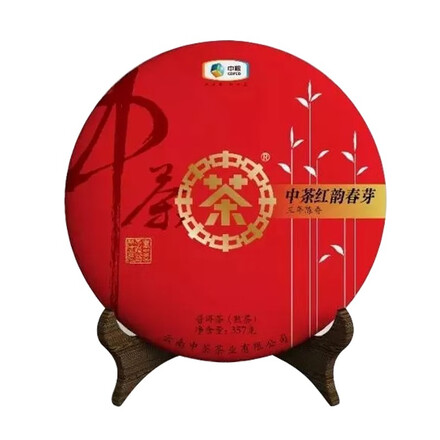 中茶 普洱茶 熟茶 2019年 红韵春芽 三年陈放 轻度发酵 357克/饼