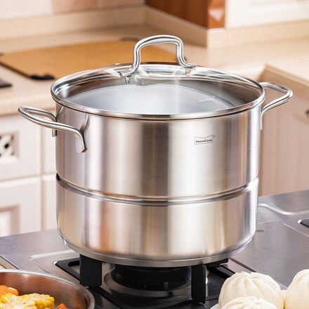 momscook 不锈钢蒸锅 304 单层蒸锅 28cm 蒸锅 燃气电磁炉通用 mt28