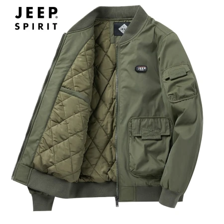 JEEP Jeep pilot jacket men's 2022 autumn and winter new baseball uniform windproof and breathable tooling outdoor sports loose multi-pocket men's cotton clothing youth casual jacket trendy army green plus cotton thick XL /145-165 catties
