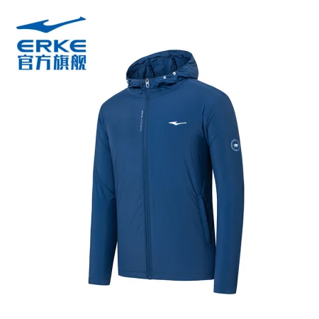 Hongxing Erke sunscreen windbreaker men's outdoor anti-ultraviolet and anti-UV casual jacket running hooded jacket sports top 51222280083 chip blue 2XL