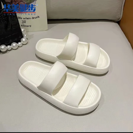 Huamei Jianbu ins wind sandals and slippers fashion Korean version thick bottom beach soft bottom flip flop outdoor sandals women's HM2271 white size 36-37