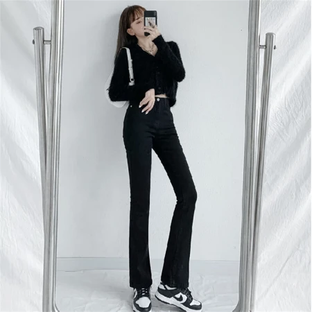 Clover Sheng Micro Flared Jeans Women's High Waist Slim Slim Elastic Wide Leg Mopping Pants The color and size can be consulted with customer service